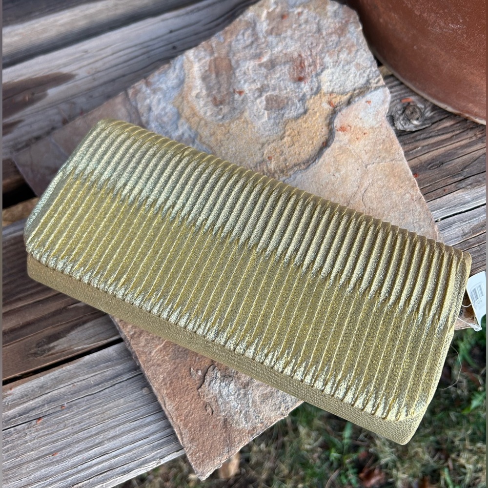 Gold Satin Special Occasion Clutch NWT